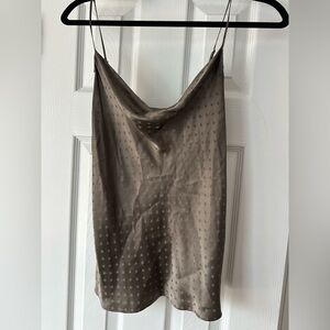 Brown Star Patterned Silk Cowl Neck Dress